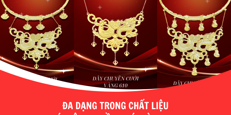 Đa dạng trong chất liệu với dây chuyền cưới vàng 610